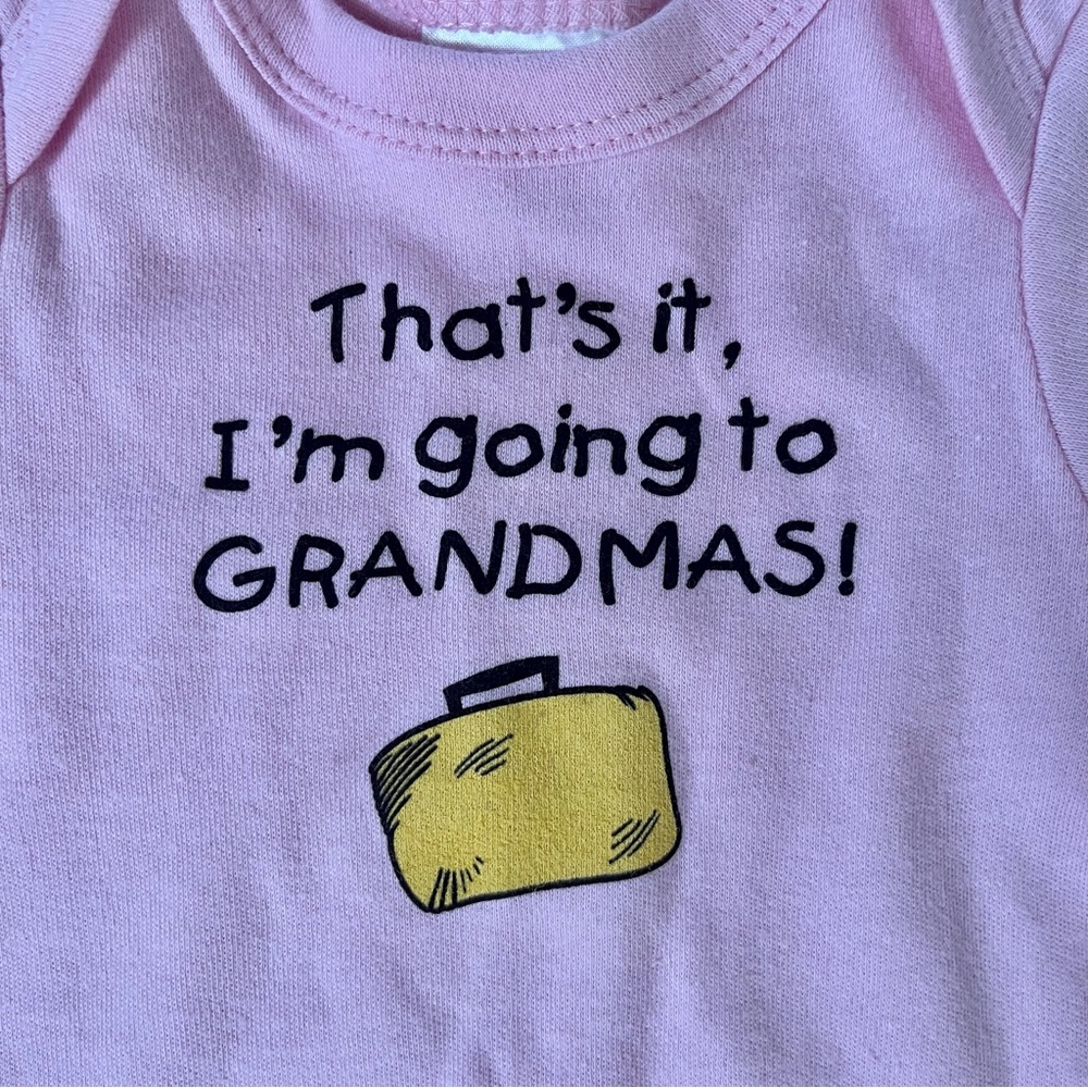 Pink Going to Grandma's Cotton Onesie, 0-6M